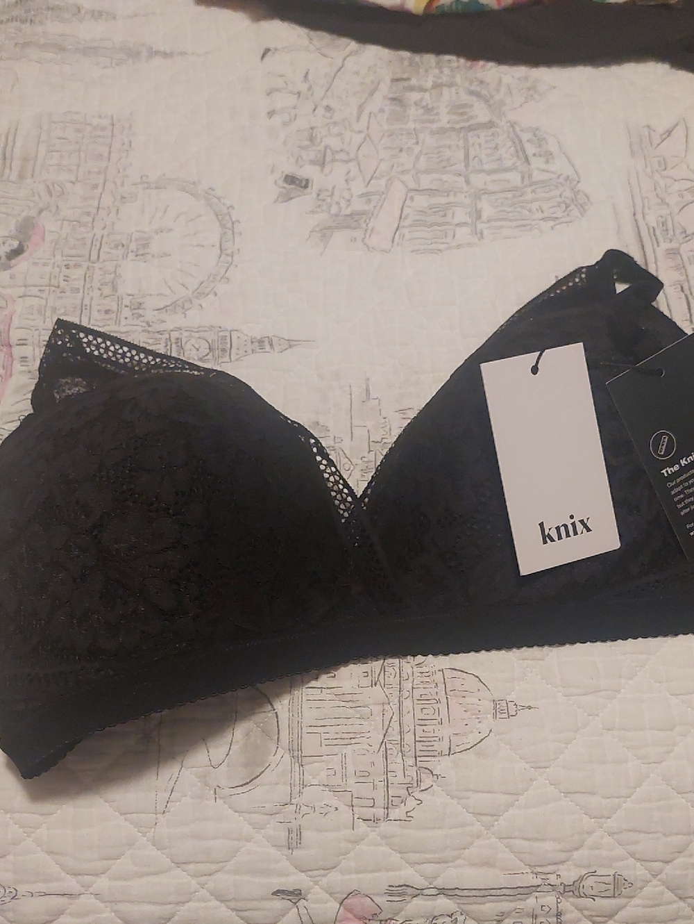 knix Black Lace Wireless Bralette with Delicate Trim